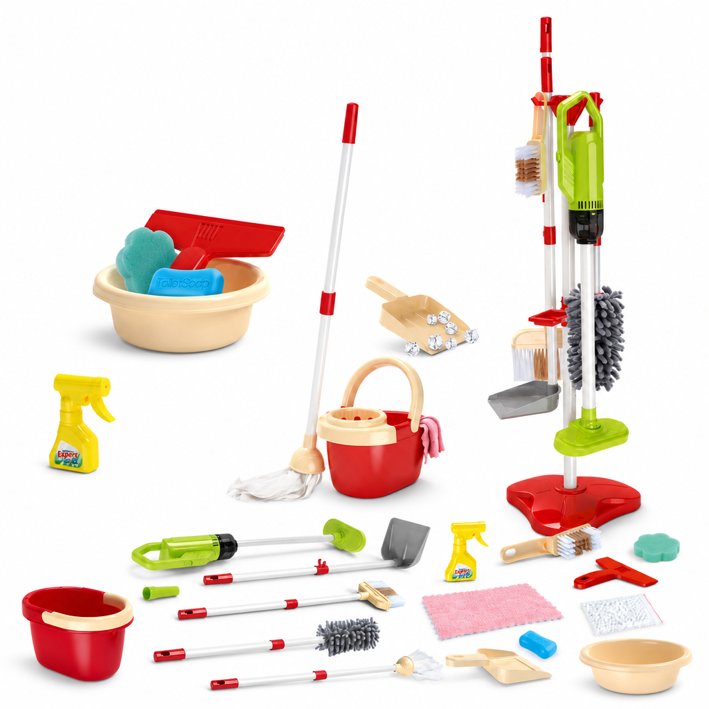 🔥New Arrival!!!🧹👧 Kids Cleaning Toy Set with Trolley, Mop, Broom & Bucket – Let Little Helpers Join In the Fun ✨