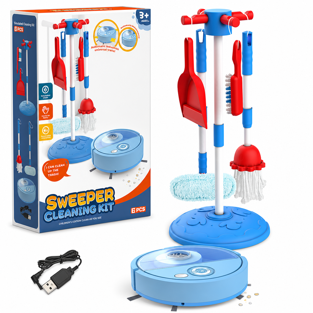 🔥New Arrival!!!🧹👧 Kids Cleaning Toy Set with Trolley, Mop, Broom & Bucket – Let Little Helpers Join In the Fun ✨