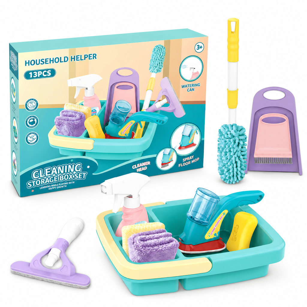 🔥New Arrival!!!🧹👧 Kids Cleaning Toy Set with Trolley, Mop, Broom & Bucket – Let Little Helpers Join In the Fun ✨