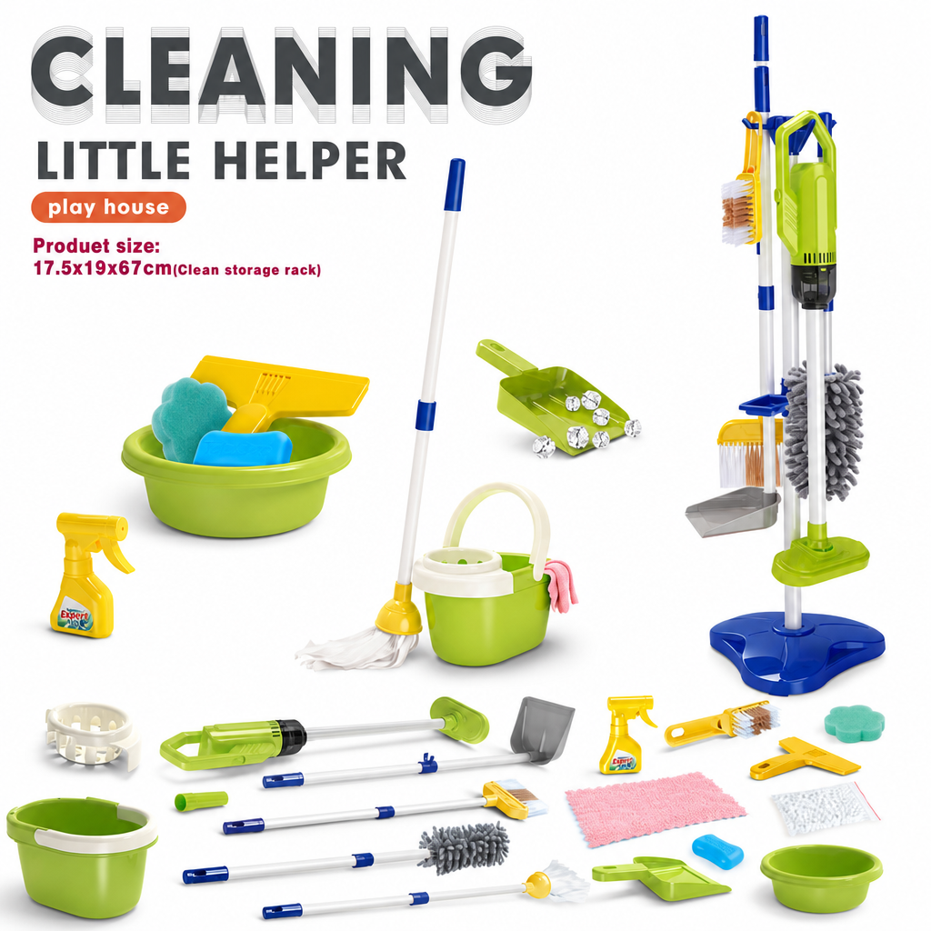 🔥New Arrival!!!🧹👧 Kids Cleaning Toy Set with Trolley, Mop, Broom & Bucket – Let Little Helpers Join In the Fun ✨