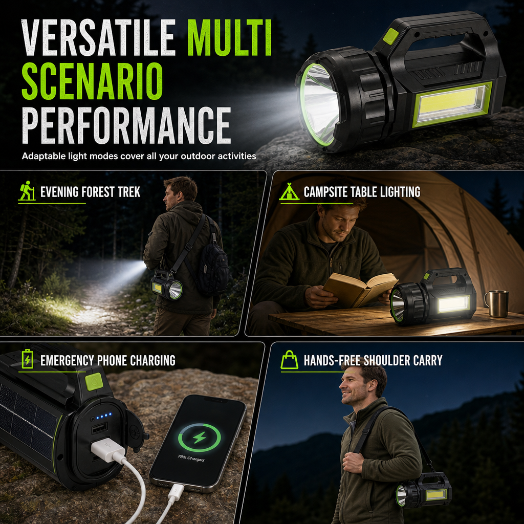 🔥50% OFF!!📢🔦 Multifunctional Ultra-Bright Rechargeable Searchlight & Work Light – USB Charging, Ready for Outdoors, Garages & Power Cuts ✨