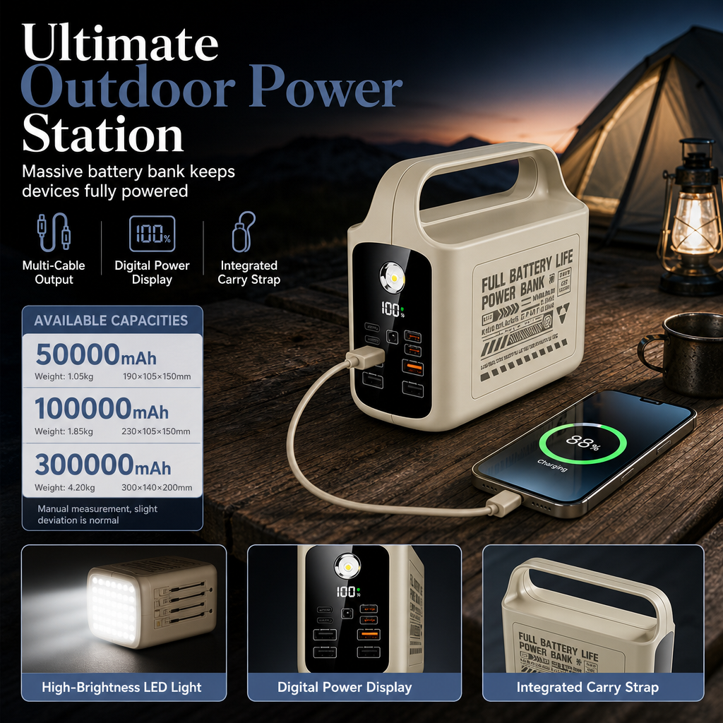 🔋☀️High Capacity Solar Power Bank with Fast Charging Portable Charger External Battery🔦