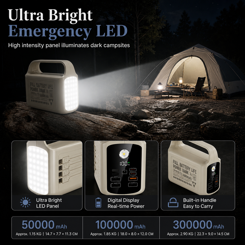 🔋☀️High Capacity Solar Power Bank with Fast Charging Portable Charger External Battery🔦