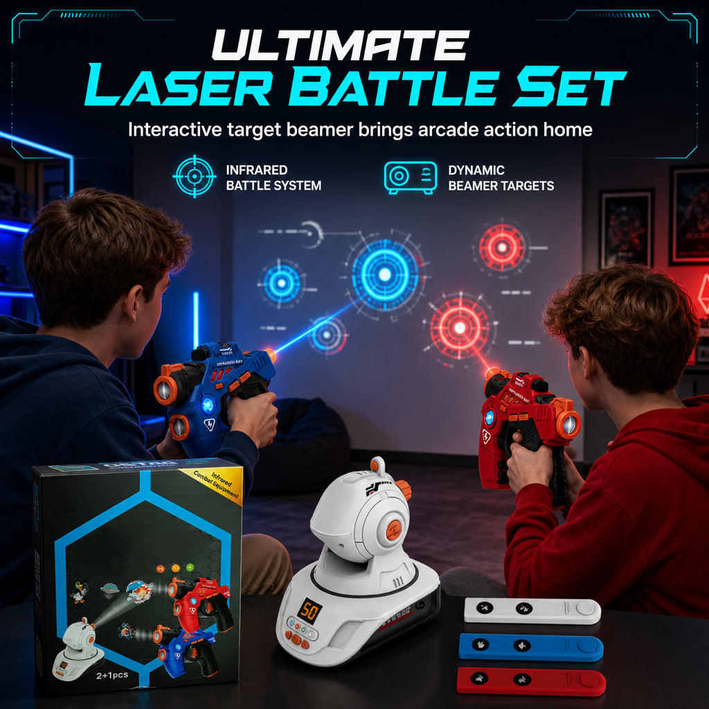 🎄Celebrate the Christmas Sale with 50% off！！🎁Kids Infrared Laser Battle Toy Gun Set with 2 Mini Pistols and 1 Projector featuring Sound and Light