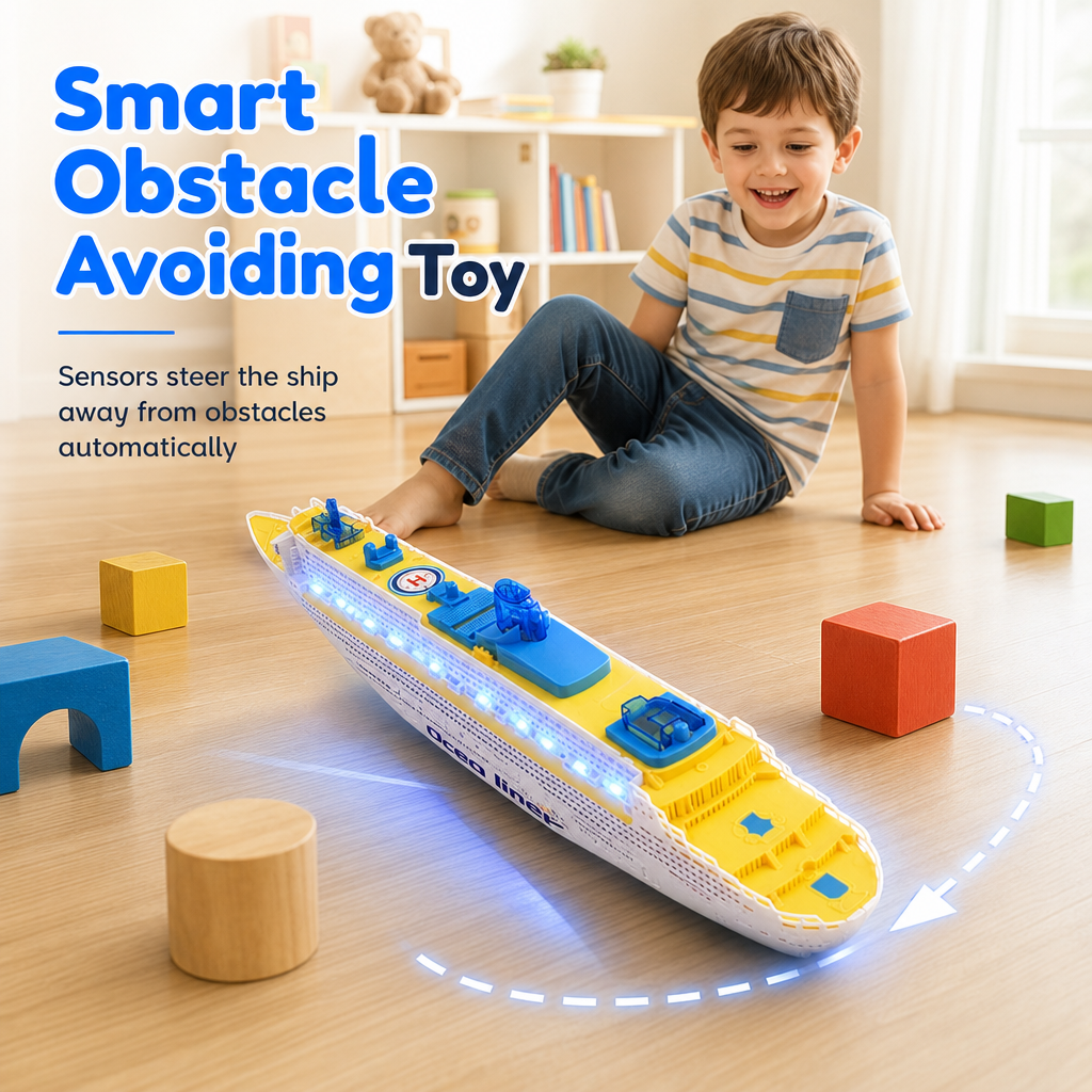 📢📢 50% OFF🚢49cm Electric Cruise Ship Toy – Realistic Ocean Liner with Lights, Music & Bump-and-Go Action