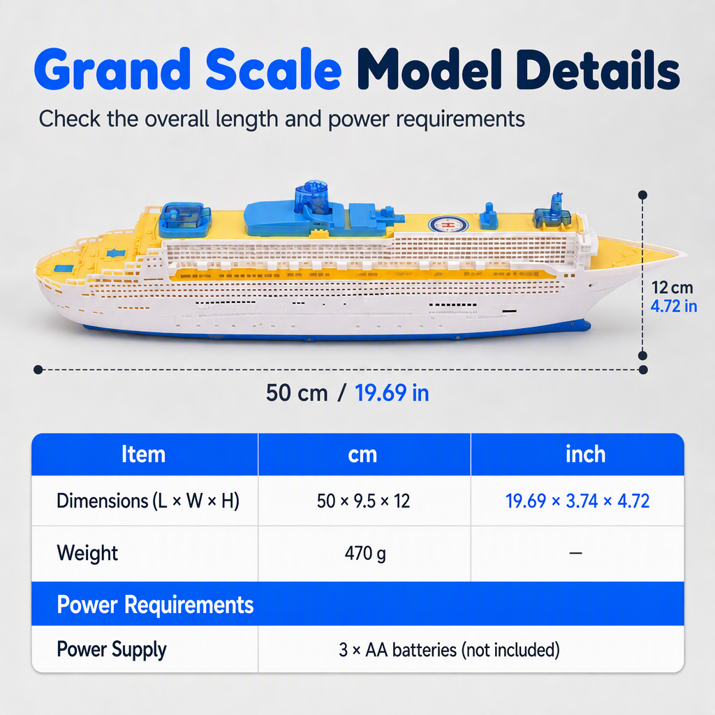 📢📢 50% OFF🚢49cm Electric Cruise Ship Toy – Realistic Ocean Liner with Lights, Music & Bump-and-Go Action