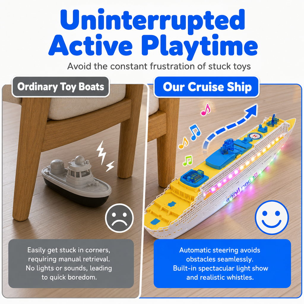 📢📢 50% OFF🚢49cm Electric Cruise Ship Toy – Realistic Ocean Liner with Lights, Music & Bump-and-Go Action