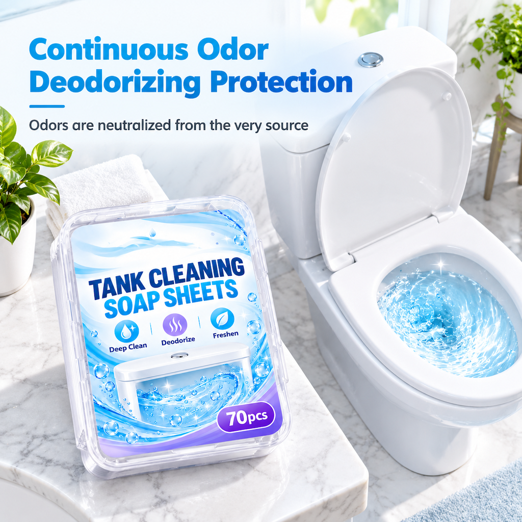 🚽🧼✨70 Pieces Toilet Water Tank Cleaning Tablets Slow Release Deep Descaling and Deodorizing Toilet Bowl Cleaner Sheets