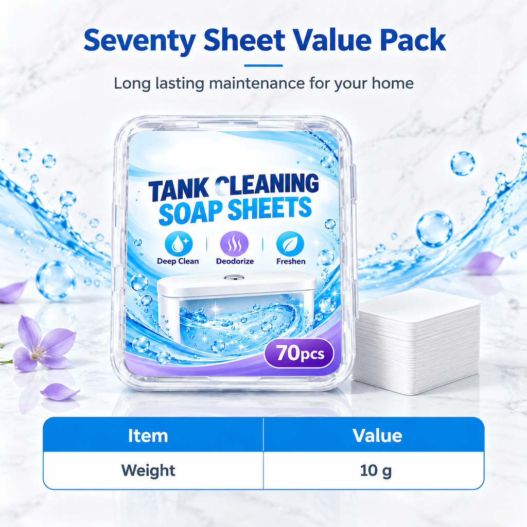 🚽🧼✨70 Pieces Toilet Water Tank Cleaning Tablets Slow Release Deep Descaling and Deodorizing Toilet Bowl Cleaner Sheets