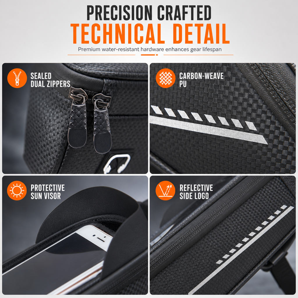Waterproof Bicycle Front Frame Bag Top Tube Cycling Bag with Phone Holder for Mountain and Road Bikes