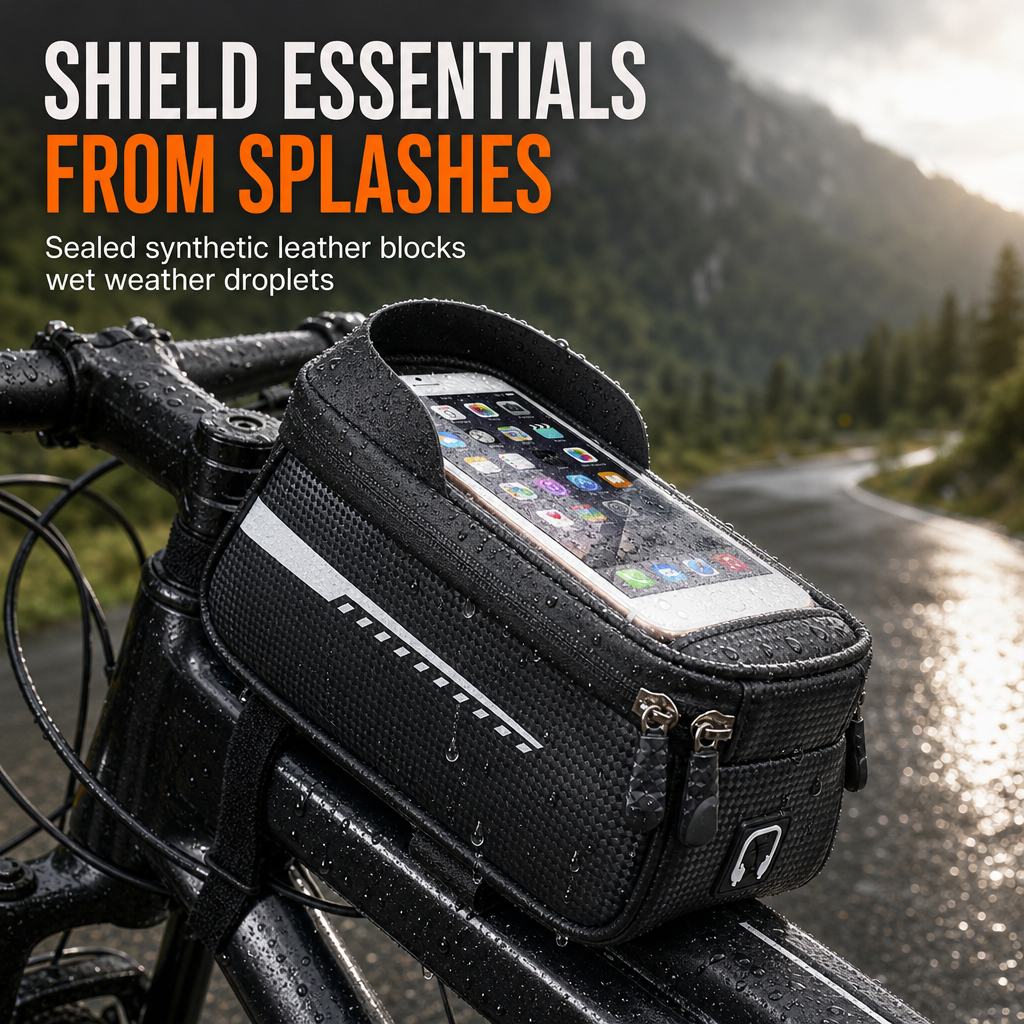 Waterproof Bicycle Front Frame Bag Top Tube Cycling Bag with Phone Holder for Mountain and Road Bikes