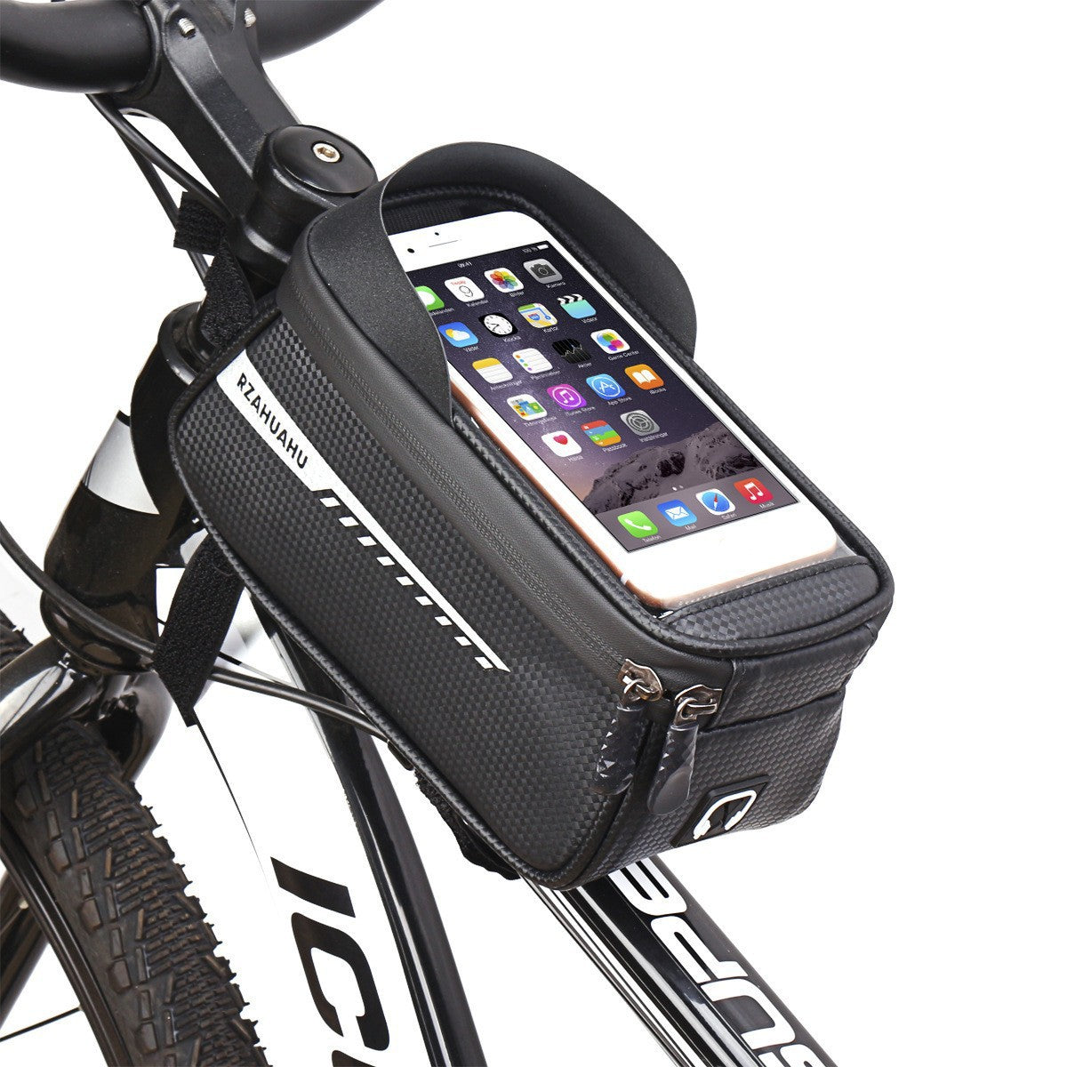 Waterproof Bicycle Front Frame Bag Top Tube Cycling Bag with Phone Holder for Mountain and Road Bikes